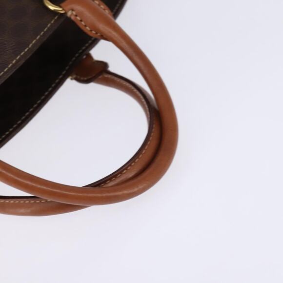 CELINE Macadam Canvas Hand Bag Pvc Leather Brown Gold - Picture 7 of 12